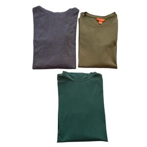 Set of Three Crew Neck Shirts - Gray, Olive, Dark Green